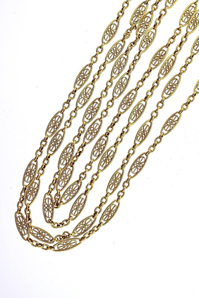 Antique French Early 20th Century Filigree Gold Chain