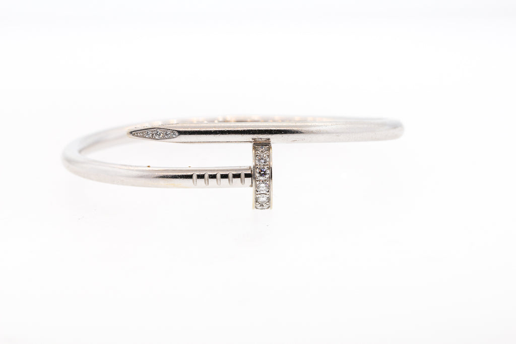 Cartier Juste Un Clou 18 Karat White Gold Diamond Nail Bracelet