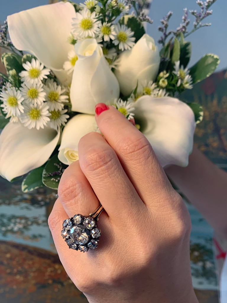 Late Victorian Cluster Diamond Ring Wedding Photo