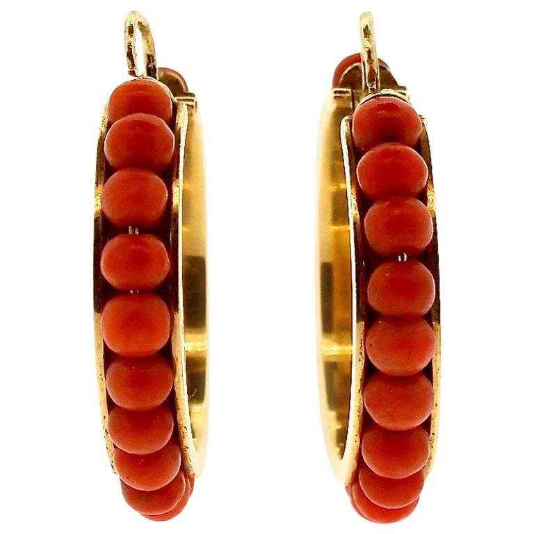 Venetian Antique Coral and Gold Earrings - Iskenderian® - 540