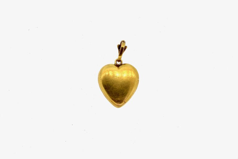 Art Nouveau Gold Diamond Engraved Heart Locket Pendant