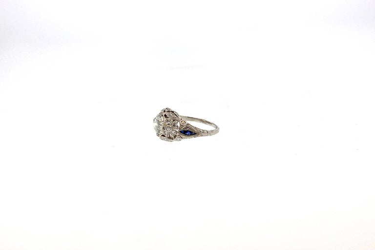 Art Deco Platinum Sapphire Diamond Ring