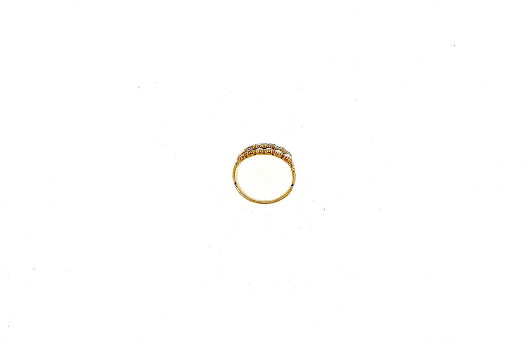 Antique Rose Cut Diamond 18 Karat Gold Half Hoop Engraved Ring