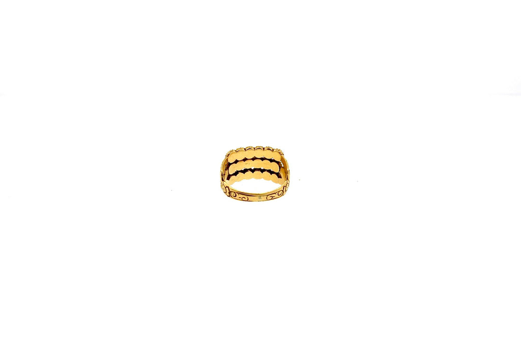 Antique Rose Cut Diamond 18 Karat Gold Half Hoop Engraved Ring