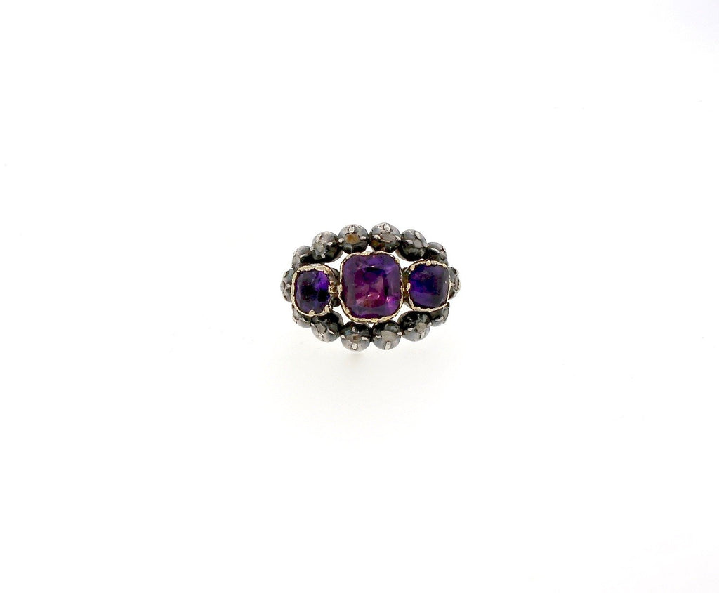Silver and Gold Amethyst Victorian Ring