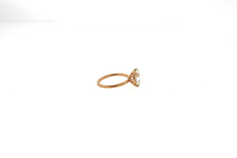 Gia Certified Antique Cushion Diamond 3.21 Carat Rose Gold Ring