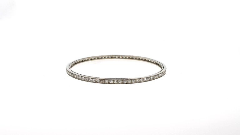 Art Deco Diamond Platinum Bangle Bracelet