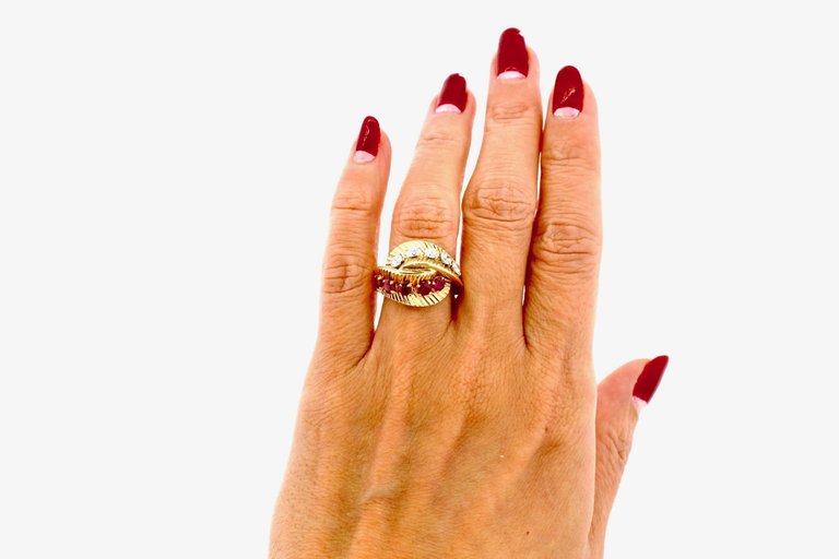 Van Cleef & Arpels 18 Karat Gold Ruby Diamond Bypass Ring