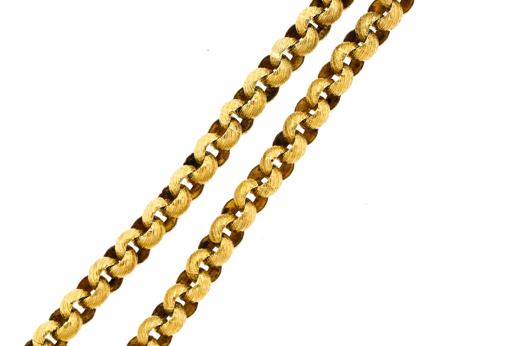 French Georgian 14k Gold Wide Link Muff Chain