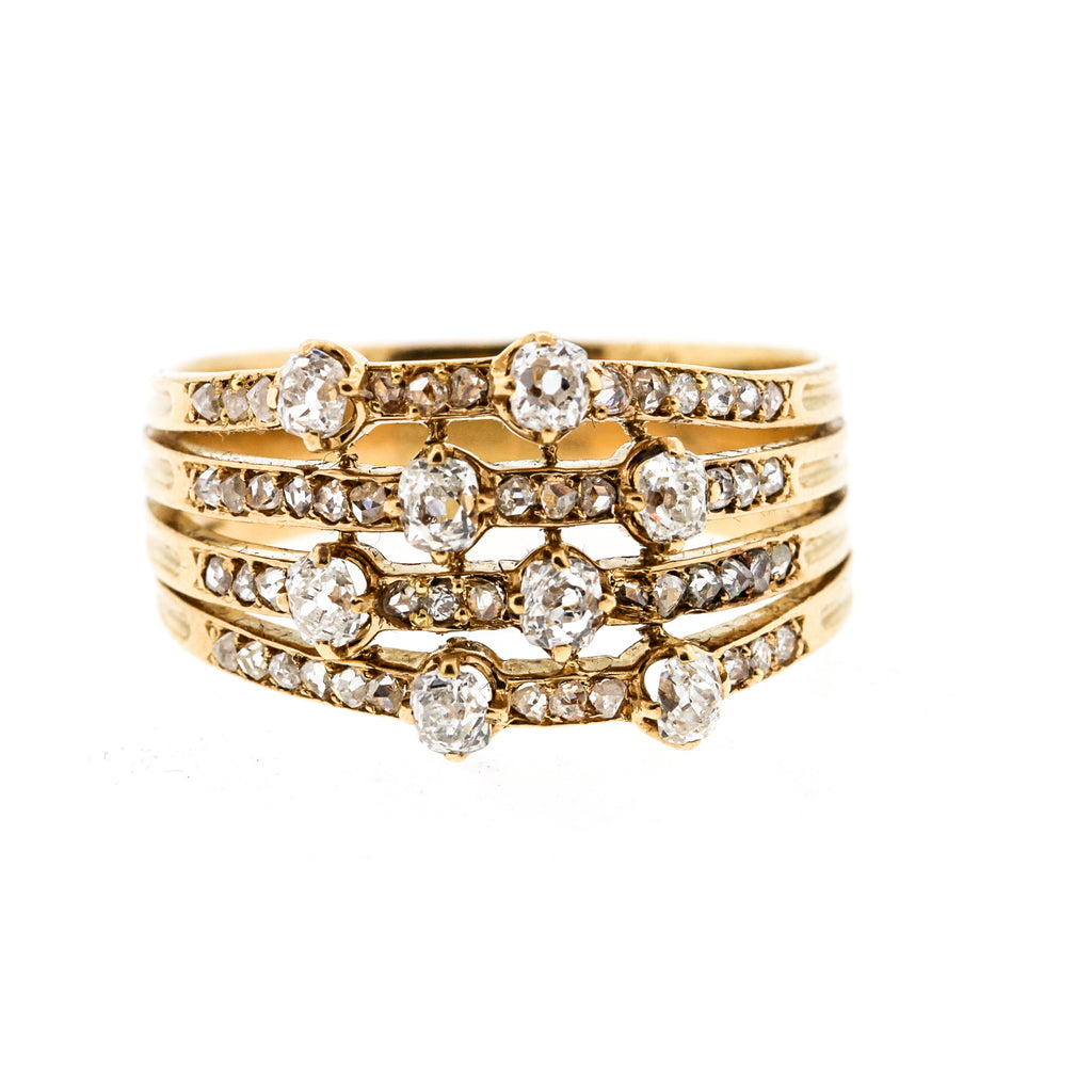 Vintage Rosecut Diamond Gold Harem Ring