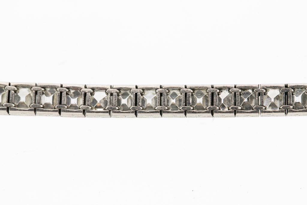 Art Deco Platinum French Cut Diamond Straightline Bracelet