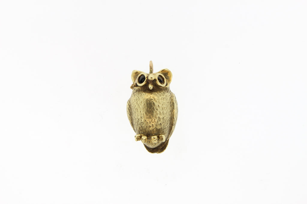 Vintage Mid-Century Cartier 14k Gold Owl Pendant