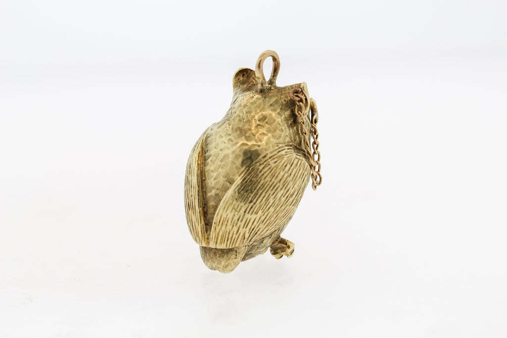 Vintage Mid-Century Cartier 14k Gold Owl Pendant