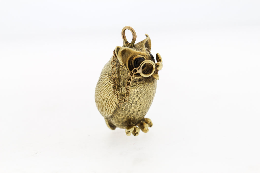 Vintage Mid-Century Cartier 14k Gold Owl Pendant