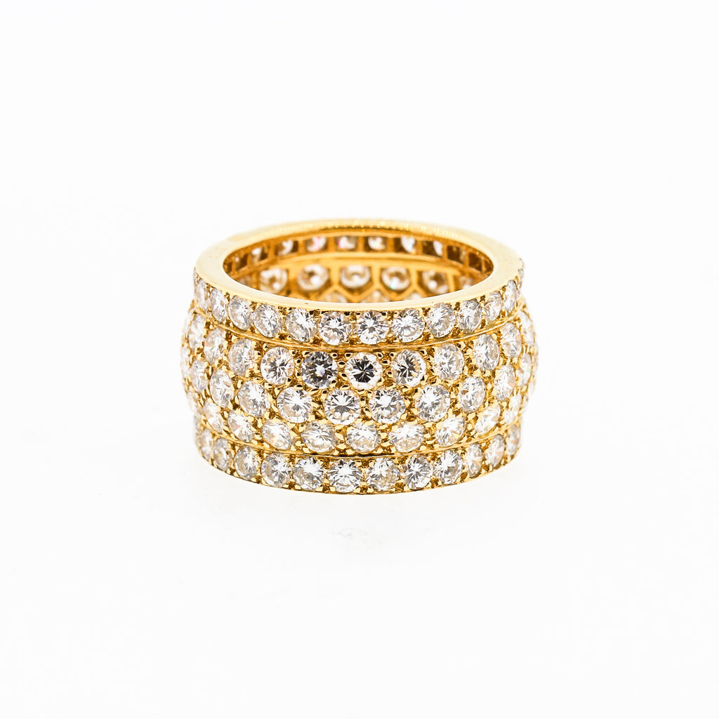 Cartier Wide Diamond 18 Karat Yellow Gold Five-Row Ring | Keyamour