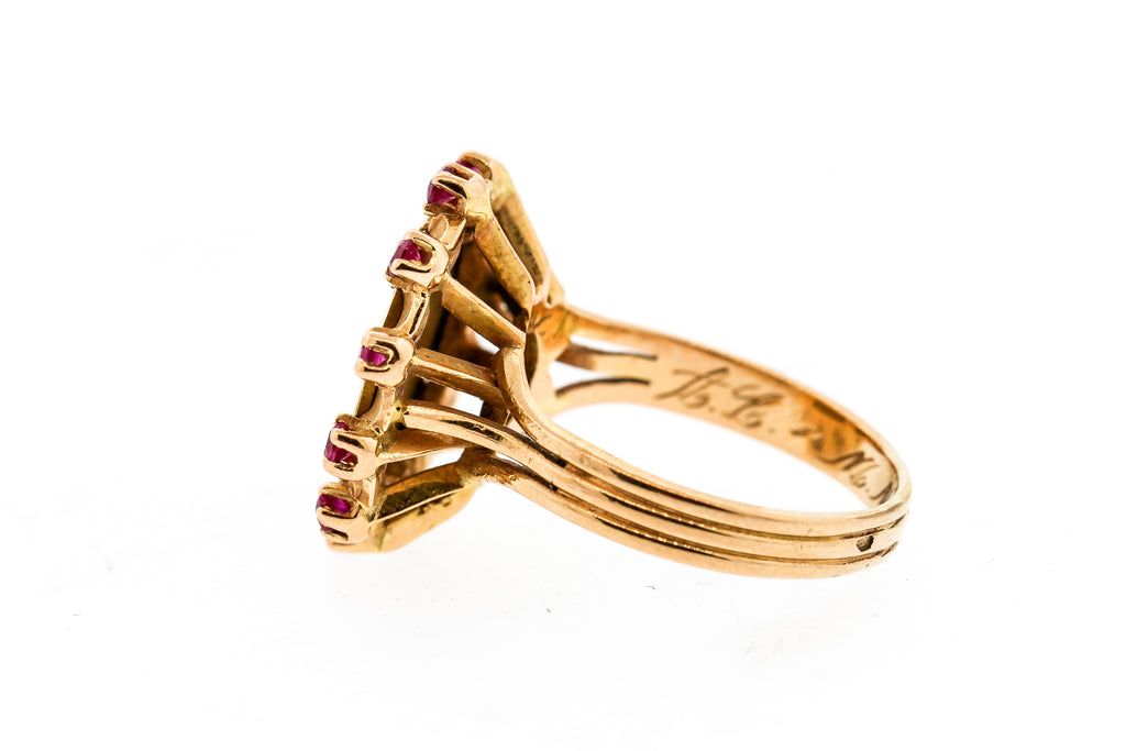 Vintage Modern French 18k Gold Ruby Ring