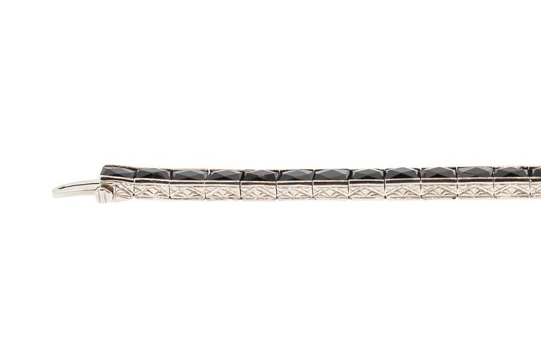 Platinum French Cut Onyx Line Bracelet