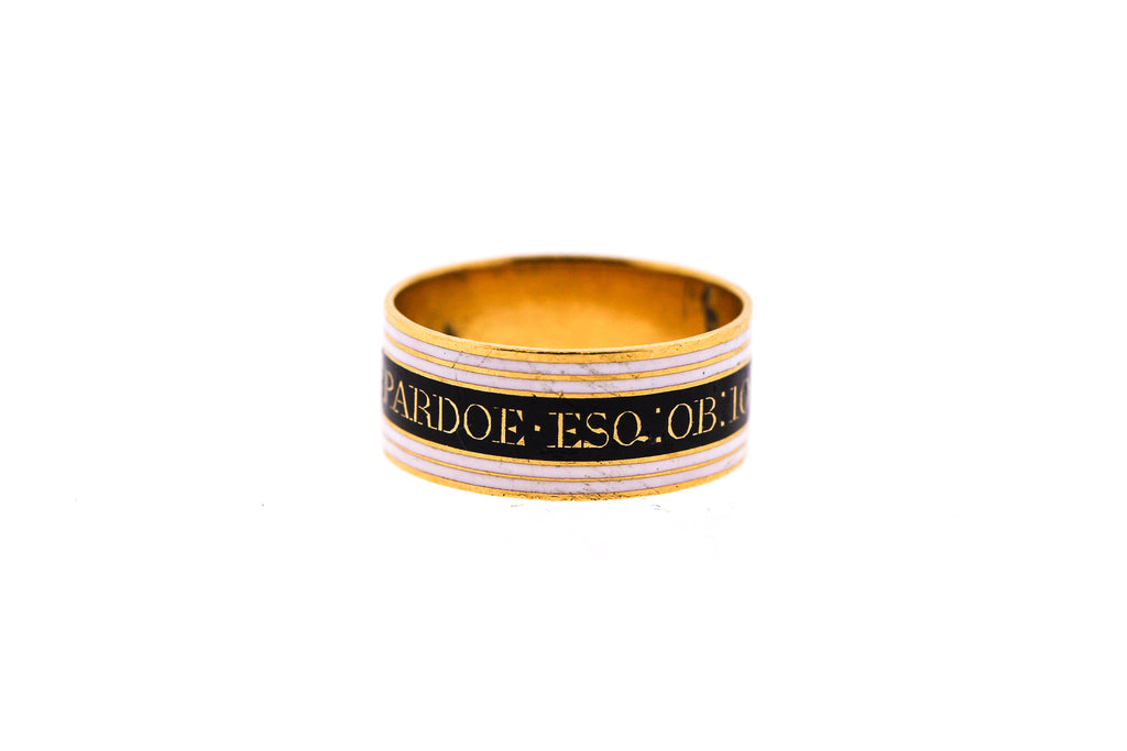 Victorian Black and White Enamel Memorial Band