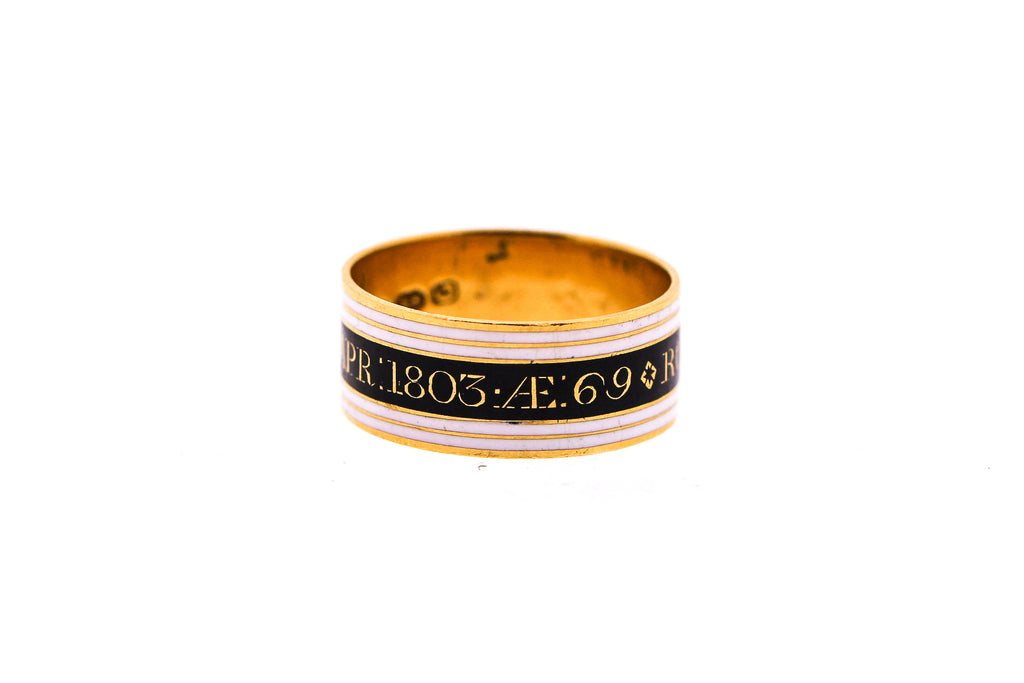 Victorian Black and White Enamel Memorial Band
