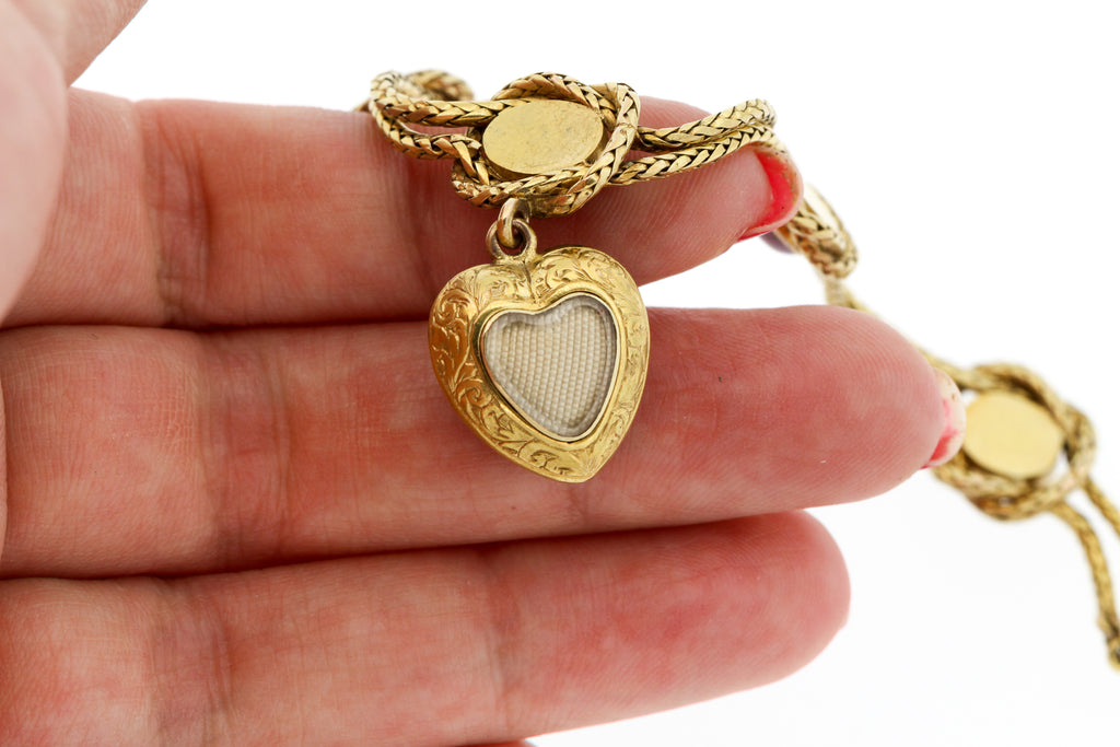 Antique Victorian 18k Gold Carbuncle Garnet Heart Bracelet