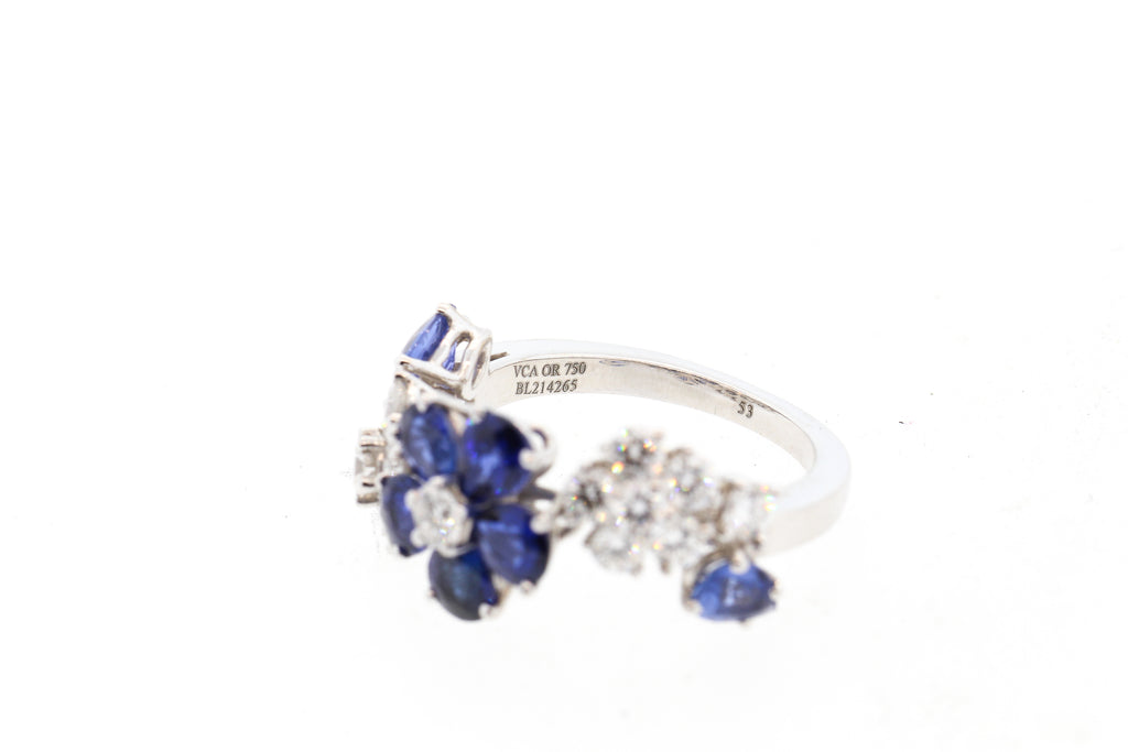 Modern Van Cleef & Arpels Sapphire Diamond Folie Des Pres Collection Ring
