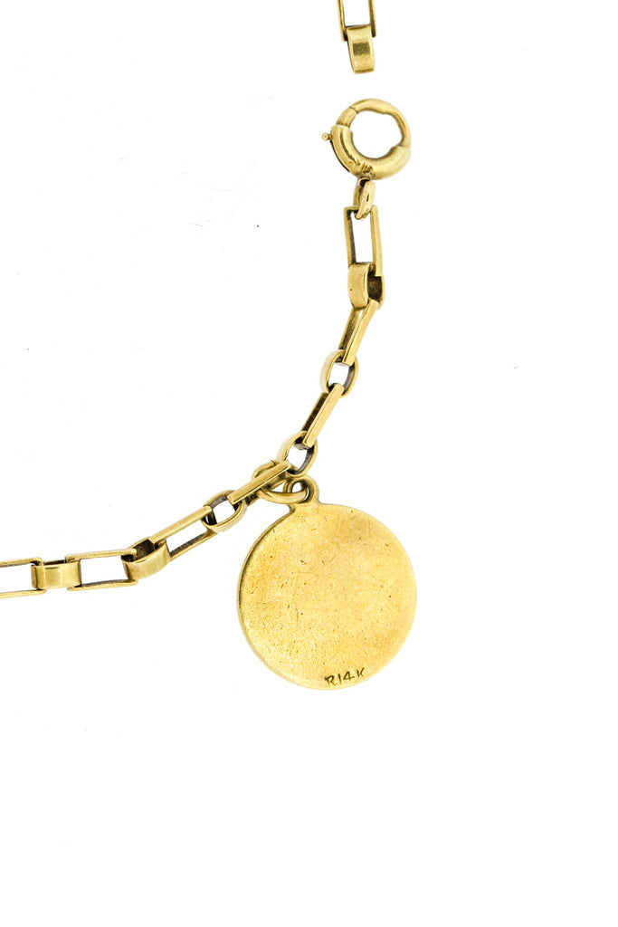 Vintage 1940s 14 Karat Yellow Gold Enamel Charm Bracelet